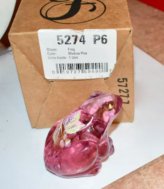 Rare FENTON RUBY GLASS H/Ptd Madras Frog Figurine In Orig Box Signed J Cutshaw 2