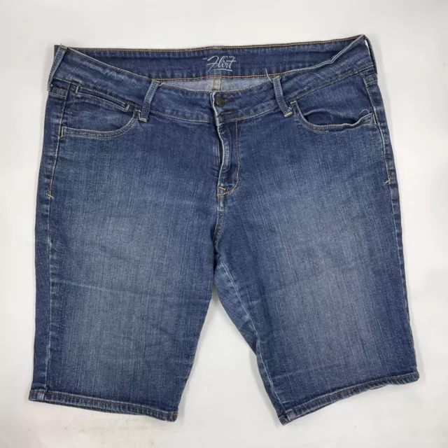 Old Navy Womens Flirt Jean Shorts Size 14 Blue Denim Cotton Stretch Button