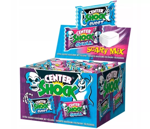 Chupa Chups Center Shock Ghost Scary Mix Skull Liquid Filled Sour Bubble Gum