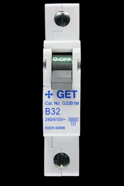 GET 32 AMP CURVE B 6kA MCB CIRCUIT BREAKER 32B1M SCHUPA - Foto 6