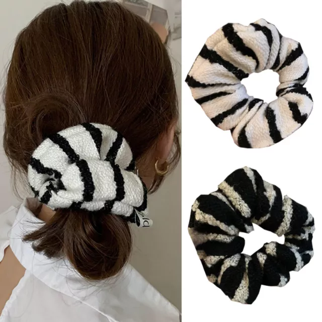 2/1x Blanco y Negro Rayas Punto Anillo Pelo Coleteros Cabello Cuerda Accesorios