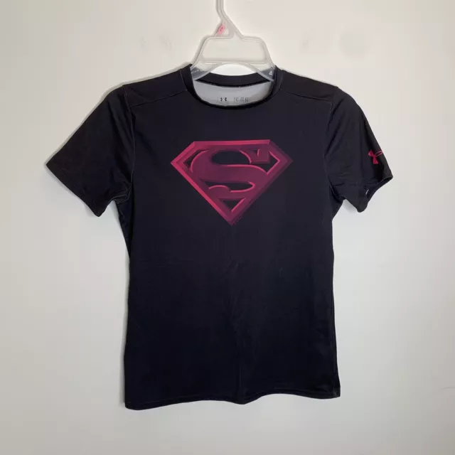 UNDER ARMOUR BOYS Heat Gear Shirt Black Compression Top Short