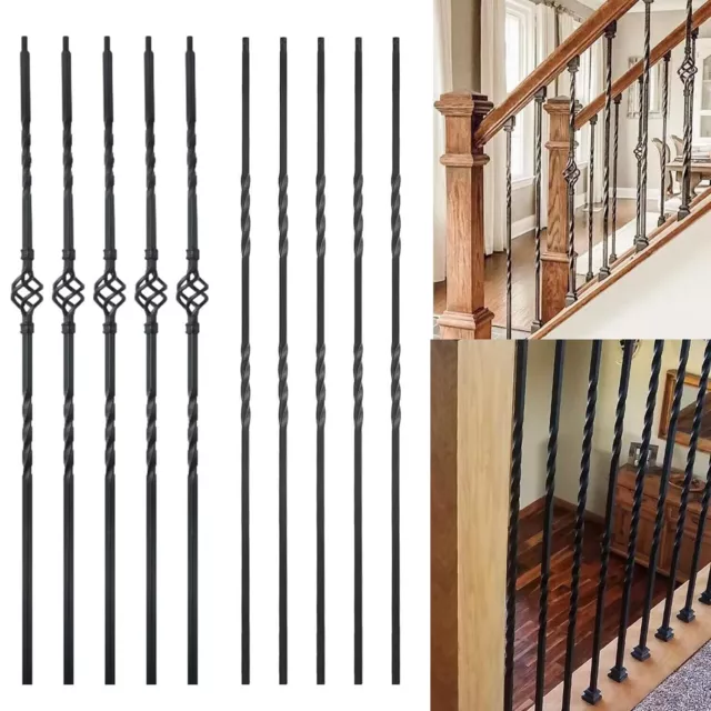 10x 1/2*44In Single Twist Metal Stair Spindles & Wrought Iron Balusters Basket