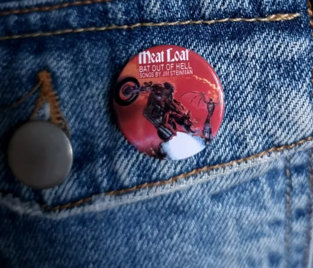 Meatloaf (from album cover Bat out of Hell) - Small Button Badge - 26mm diam.