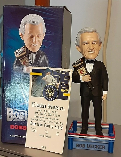 2021 Bob Uecker Milwaukee Brewers WWE HALL OF FAMER THEME NIGHT Bobblehead SGA