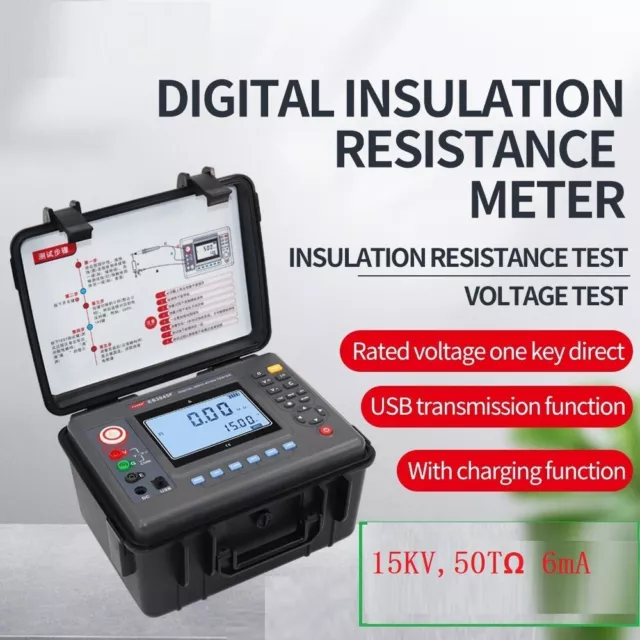 High Voltage Resistance Tester H/V Insulation Meter With Range 15KV  50TΩ 6mA