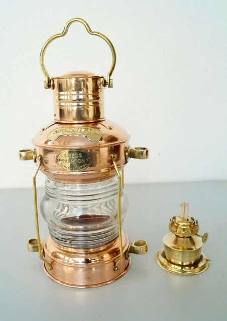 Lampada a olio nautica in ottone ramato Anchor Marine Lanterna sospesa...