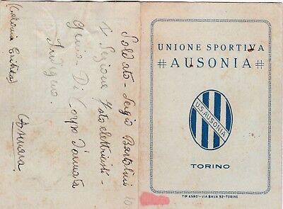 Calcio/Football Tessera riconoscimento socio Unione Sportiva Ausonia Torino 1933 