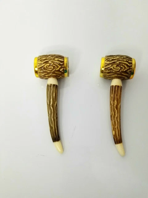 Salt and Pepper Shaker Vintage Retro 1960 marked HK PC Simulated Stag Horn Pipes