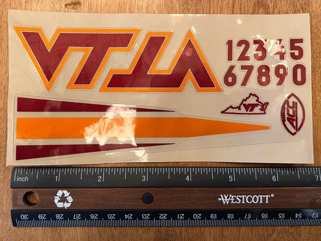 Virginia Tech Hokies White Helmet Metallic Mini Helmet Decal Set