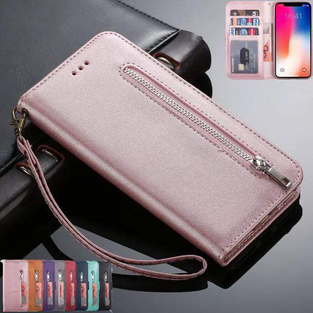 Flip Case for iPhone 14 Pro MAX 15 12 13 11 Zip Leather Wallet Stand Phone Cover