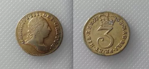 Collectable 1763 George III Threepence Coin - Which Has Been Gold Gilded