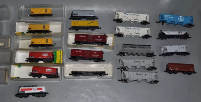 20 seltene Minitrix Bachmann Arnold AHM Spur N Güterwagen Kühlwagen US Hopper