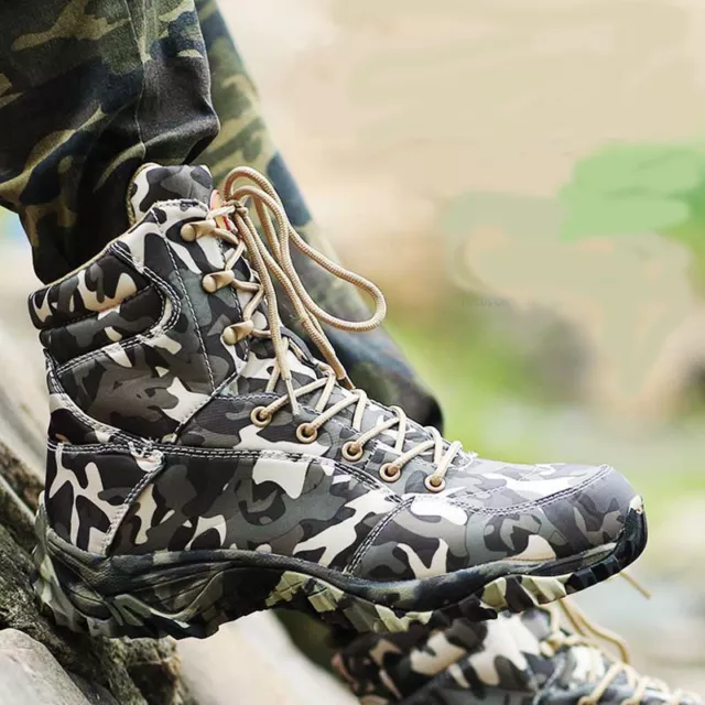 Men's Outdoor Camo SWAT Military Tactical Boots Waterproof Hiking Climbing Shoes