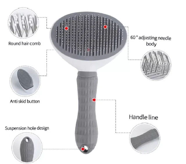 Pet Hair Remover Dog Cat Comb Grooming Massage Deshedding Self Cleaning Brush 3