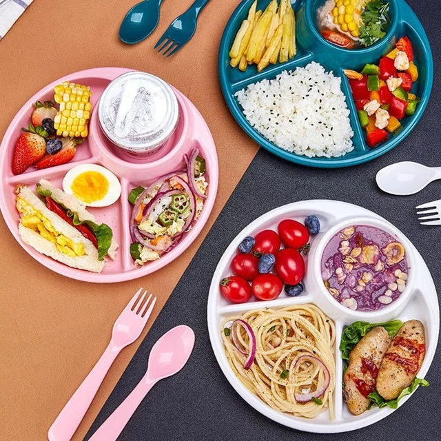 Plato de cena blanco/rosa/verde para niños adultos para hogar ligero
