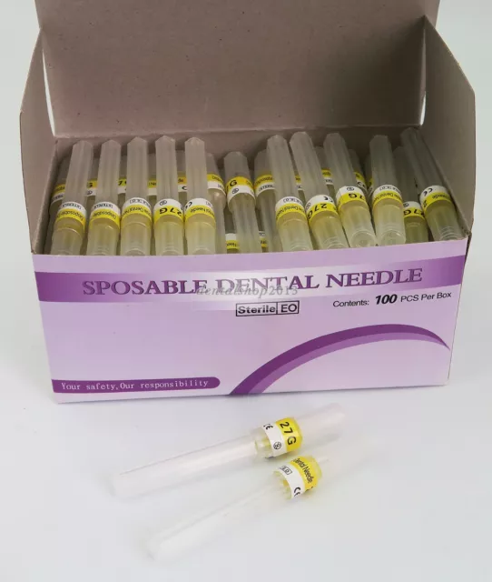 100 piezas aguja de anestesia dental estéril 27G 21/25/31/35 mm punta desechable FDA CE