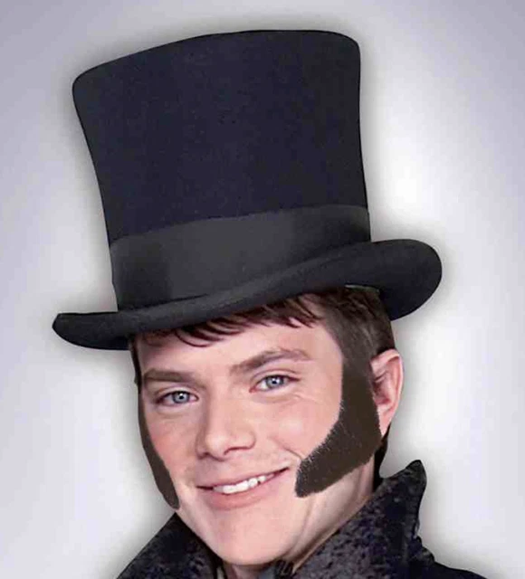 Black Side Burns Hippie Disco Elvis Sea Captain Mod 14+ Halloween Costume, New