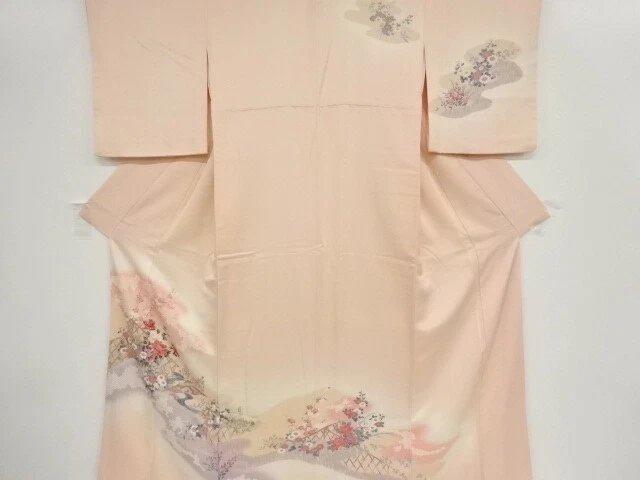37512# Japanese Kimono / Antique Kimono / Peony & Kiku With Ume Blossom