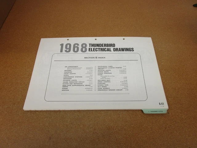 1968 FORD THUNDERBIRD wiring diagram SHEET schematics service manual