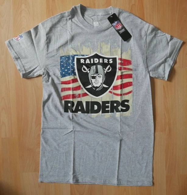 T-SHIRT FANWEAR NUOVA/IMBALLO ORIGINALE: NFL LAS VEGAS RAIDERS! BANDIERA USA! Tg. S-XXL! Grigio!