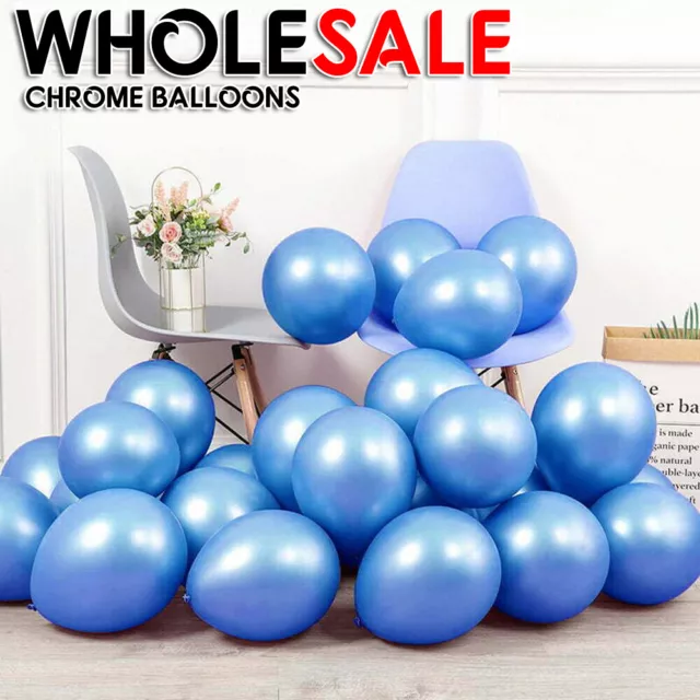 5" 10" 12" CHROME BALLOONS METALLIC LATEX PEARL Helium Baloons Birthday Party UK