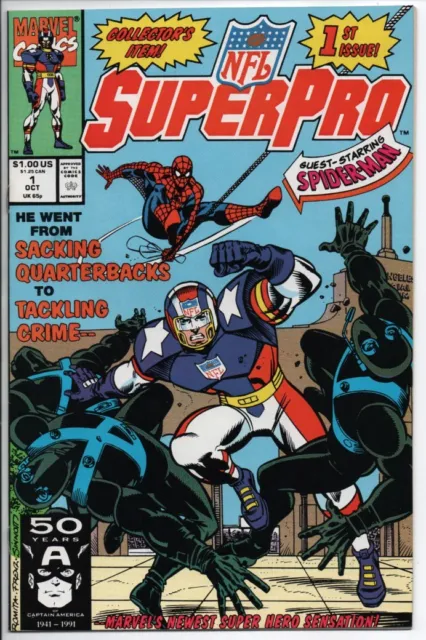 Marvel Comics NFL SuperPro #1 Oct. '91 NM- Guest Starring Spider-Man Collector