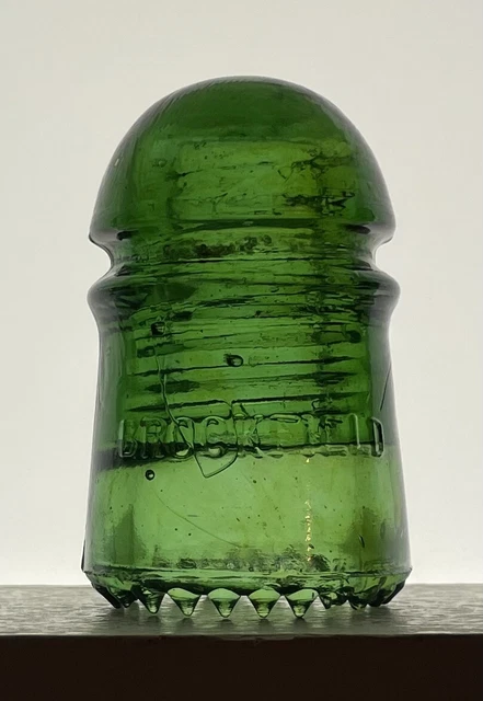 Crude, BROOKFIELD CD-102 Pony AMBER SWIRLED Glass Insulator Sharp Drips