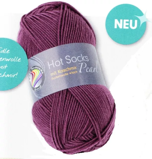 Hot Socks Pearl uni Sockenwolle mit Kaschmir 50 g