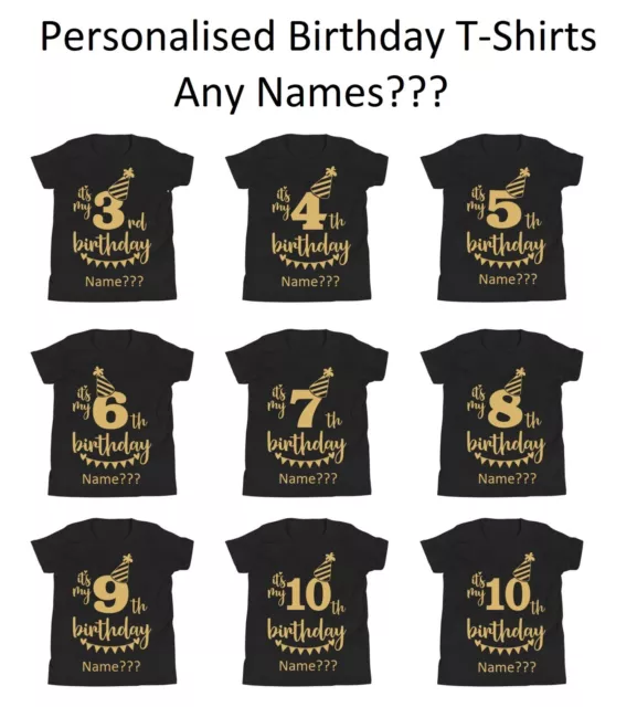 Personalised Birthday T-Shirt Custom Any Name Shirt Birthday Gift Kids Tee Top