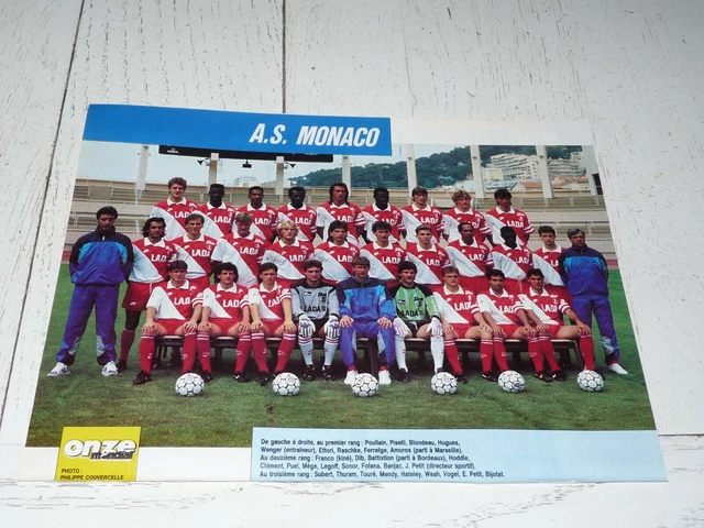 HODDLE HATELEY AS MONACO EQUIPE FRANCE 1986 POSTER MONDIAL MAGAZINE 1988 82X58