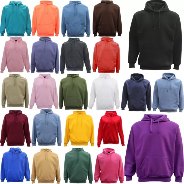 Adult Unisex Men's Basic Plain Hoodie Pullover Sweater Sweatshirt Jumper XS-8XL