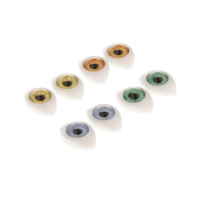 8pcs Oval Flat Back Plastic Eyes 7mm Iris for Porcelain or Reborn Dolls DIY