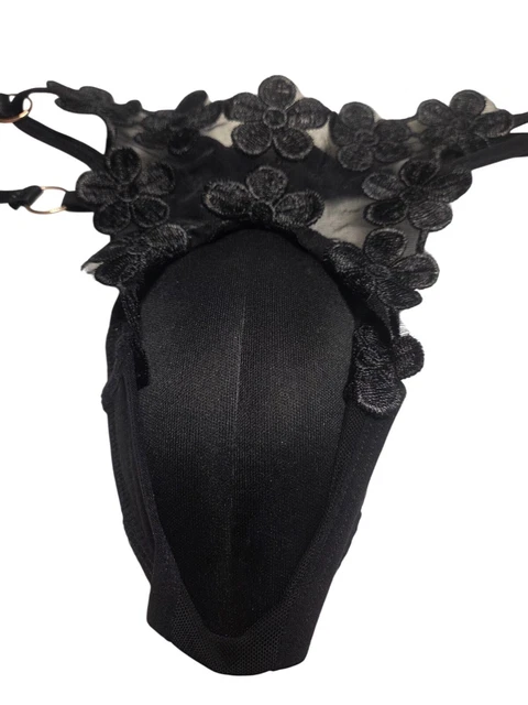 BLACK LACE Camel-Toe Panty Thong *Adjustable Straps*Sissy*Gay