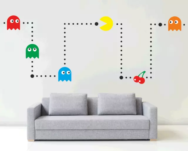 PACMAN Wall Sticker Kit | Retro Gaming Decal Vinyl