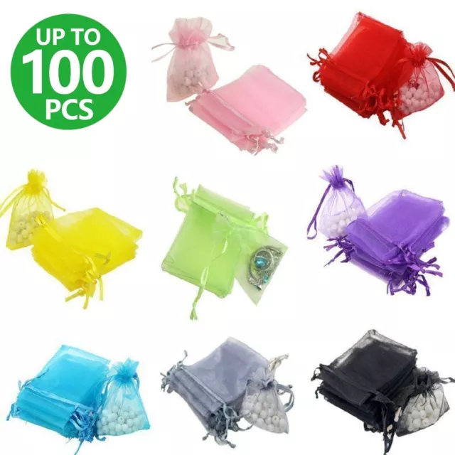 100PCS Organza Bag Sheer Bags Candy Packaging Jewellery Gift Wedding Pouch NEW