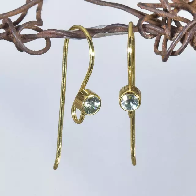 Blue Zircon & 18K Gold Vermeil on Sterling Silver Hang-in Hook Earring Finding