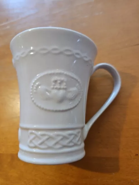 BELLEEK Fine Parian China Claddagh Coffee Cup Mug Hand Crafted in Ireland VGC