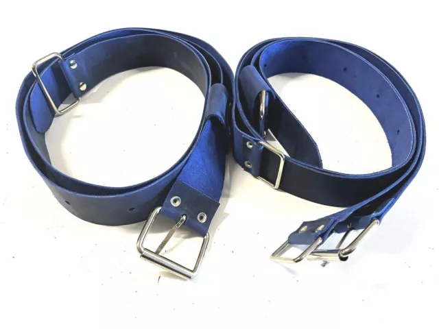 Genuine Leather Luggage Rack Straps Trunk rack straps for Vintage Cars Blue