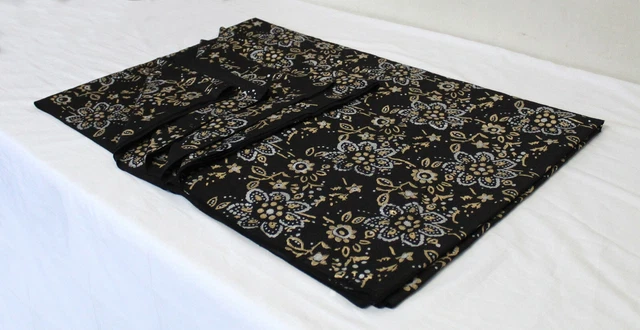 Or & Argent Floral Indien Main Bloc Tissu Neuf Imprimé Vêtements 2.7m Artisanat