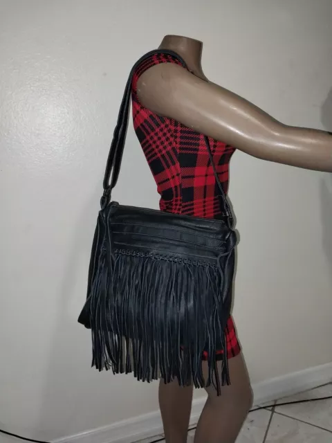 Cleobella Kinsley Fringe Leather Crossbody Bag. Euc