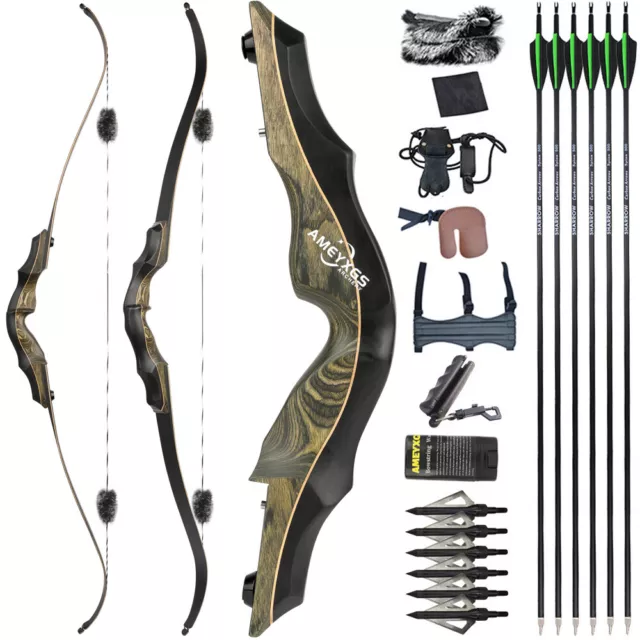 62" Takedown Recurve Bow 20-60lbs Limbs Archery American Hunting Target Shooting