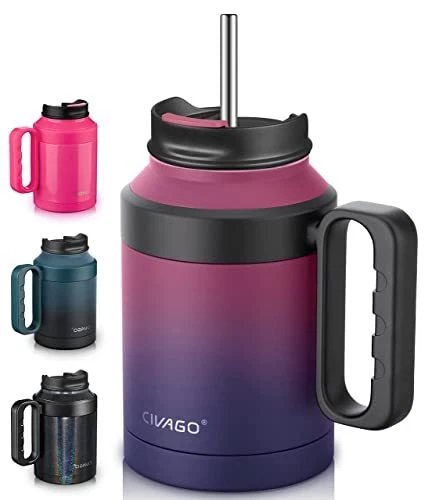 50 Oz Insulated Tumbler Mug with Lid and Straw Vacuum Travel Coffee Mug with Ha