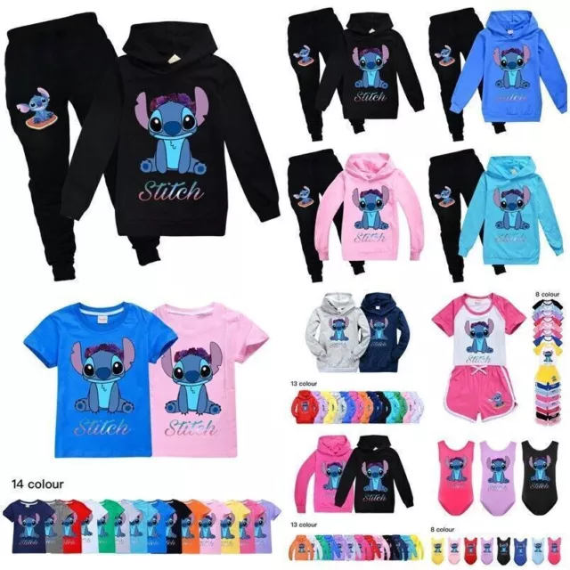 Lilo and Stitch Bambini Ragazzi Ragazze Felpa con Felpa con Felpa con Cappuccio Pantaloni PIJ'S Loungewear Tracktuta