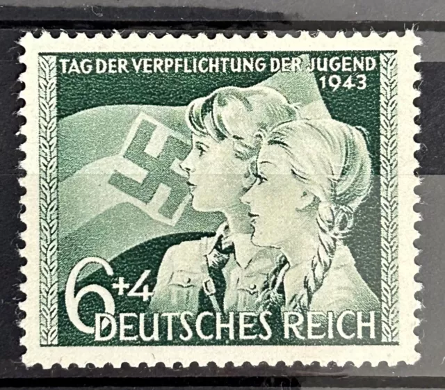 1943 German Reich stamp MNH Mi:DR 843 Boy and Girl with Flag HJ    /260