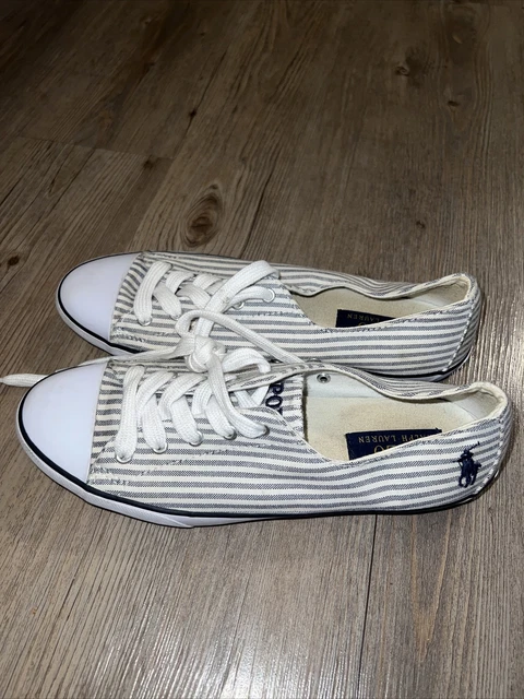 Polo Ralph Lauren Womens Stripe Parnell Athletic Sneaker Oxford Shoes Size 8.5
