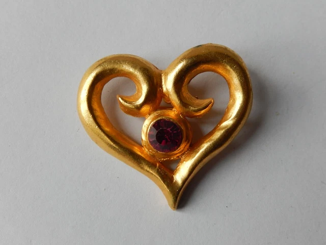 Broche Cœur Signe FS - Bijou Fantaisie - Occasion En Très Bon état