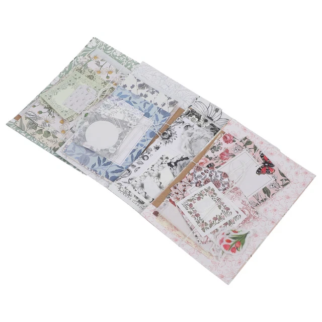 4 Sets Retro Style Book Pages DIY-Papiere Blumenpapieraufkleber Aufkleber Sommer