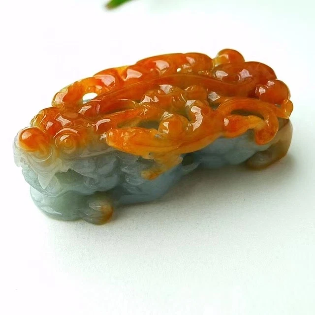100% Natural Emerald Icy Yellow Jadeite Jade Pendant Pixiu YX0322
