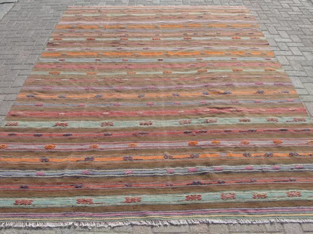 Grand tapis Kilim carré 8x10, kilim bohème